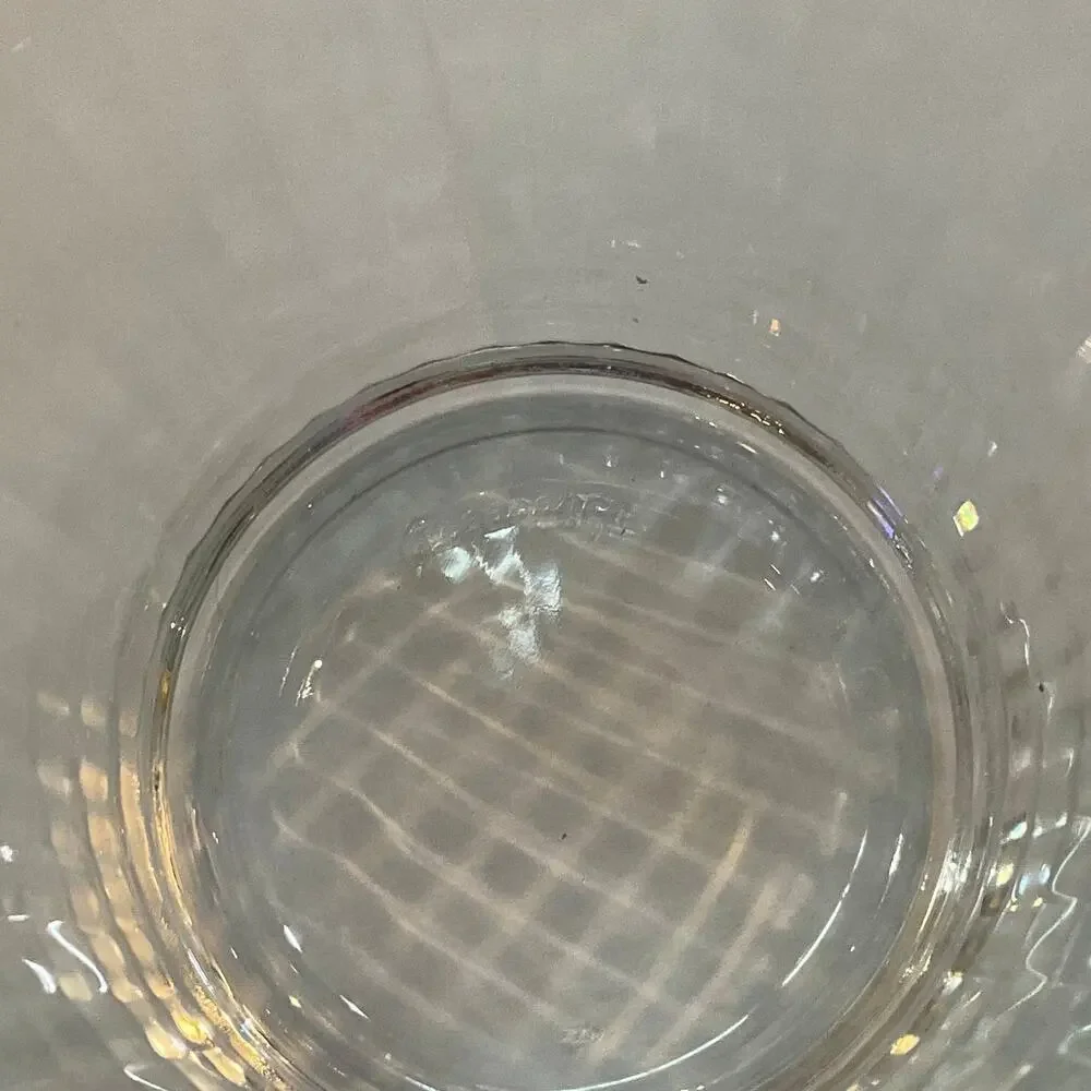 Set of 4 Clear Ribbed Low Whiskey Glasses
